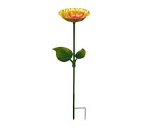 F Fityle Bain d'oiseaux, Métal avec Support pour Fleurs, Mangeoire Robuste avec Piquet pour Décoration de Jardin, Terrasse, Extérieur, Marron Doré