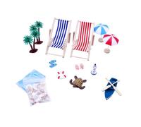 F Fityle BEACK MINIATURE Dollhouse Decoration Accessoires d'extérieur Scène de vie Scene de la vie Pool Cake Topper Umbrella/Palm/Chair Garden Dollhouse