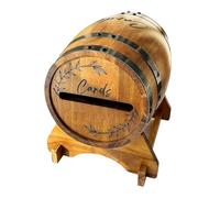 F Fityle Boîte à Enveloppes en Bois pour Mariage, Coffre à Vœux en Forme de Tonneau de Whisky, Boîte à Cartes avec Fente et Support, Rustique et Élégante, pour Cérémonie, Anniversaire et Fête
