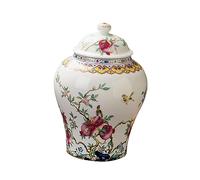 F Fityle Boîte à thé en Porcelaine Bocal à Gingembre en céramique Style Chinois Oriental 1300 ML Pot de Temple en Porcelaine émaillée Vase à Fleurs pour Bureau