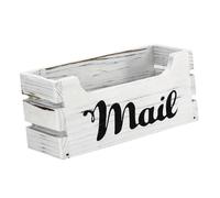 F Fityle Boîte de rangement en bois pour courrier, plateau à courrier, léger, rustique, fait à la main, pour bureau, fixation murale, boîte aux lettres, cadeau, Blanc