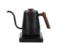 F Fityle Bouilloire Électrique à Col de Cygne 0,8 L, Bouilloire à Eau Chaude en Acier Inoxydable, Pratique et Portable, Chauffage Rapide, Écran LED, pour Verser du Café et du Thé, Grain de Bois Noir