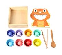 F Fityle Boules Arc-en-ciel dans Des Tasses Jouet Sensoriel de Motricité Fine Activités D'apprentissage En Bois Jeu D'association Jouet de Tri Des