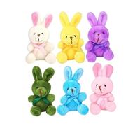 F Fityle Bunny Toy Set Pâques Pâques de 3,15 pouces en peluche Rabbits Basket Basket Sobers pour adultes, 6 Pièces