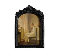 F Fityle Cadre photo baroque 15 x 20 cm, galerie de photos, pièce maîtresse européenne élégante en résine, décoration de la maison, cadre photo orné pour les, Noir