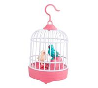F Fityle Cage à oiseaux activée par le son, jouets de loisirs d'animaux de Simulation, avec crochet, Mini jouet d'oiseau chantant, oiseau parlant, rose