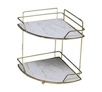 F Fityle Chariot de douche d'angle robuste, organisateur sans perceuse lisse multifonctionnel pour toilettes, 2 couches