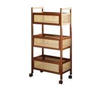 F Fityle Chariot Utilitaire à Roulettes En Bois à 3 Niveaux avec Paniers 20 X 10,2 X 36,6 Pouces, Installation Facile pour Le Salon