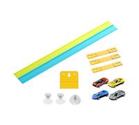 F Fityle Circuit de voitures pour enfants de 3 à 7 ans, avec ventouses et petites voitures de course. Cadeau idéal, Bleu Ciel et Vert