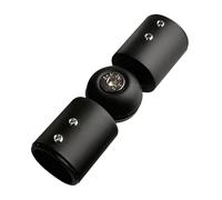 F Fityle Connecteur de Tige, connecteur coudé articulé, Porte en Verre de Salle de Bains Robuste pour tringles à Rideaux de vitrée avec vis, Angle, 25 mm Noir Mat