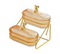 F Fityle Corbeille à fruits, bol, plateau à apéritifs, contenant de rangement à deux niveaux, support pour fruits, idéal pour -manger, le salon ou une, Ours Ambre