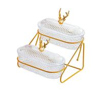 F Fityle Corbeille à fruits, bol, plateau à apéritifs, contenant de rangement à deux niveaux, support pour fruits, idéal pour -manger, le salon ou une, Élan Clair