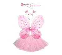 F Fityle Costume de pour les filles Fairy Wing Toddlers Lovely Tutu Jupe Staff Kids 4Pcs / Set Costume de princesse pour la fête Mascarade Vacances Cosplay, ROSE