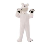 F Fityle Costume Ours Enfant Combinaison à Capuche Déguisement Animal avec Gants et Bonnet Tenue de Fête en Peluche Douce Polyester Adapté Aux Performances Hal, M