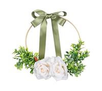 F Fityle Couronne de roses artificielles en forme de cercle, idéale pour une cérémonie de mariage, une porte ou un porche au printemps ou en été, Blanc