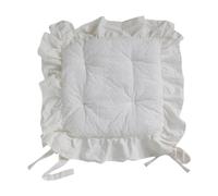 F Fityle Coussin de Chaise à Volants, imprimé Floral, Doux et Polyvalent, avec Attaches, pour Salle à Manger, pour Patio, Fleur Blanche