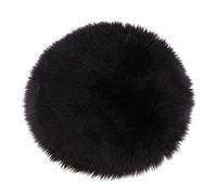 F Fityle Coussin De Siège Rond Moelleux en Fausse Fourrure, Tapis en Peau De Mouton Shaggy, Accessoires De Photo - Noir 40cm