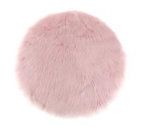 F Fityle Coussin De Siège Rond Moelleux en Fausse Fourrure, Tapis en Peau De Mouton Shaggy, Accessoires De Photo - Rose 35cm