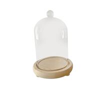 F Fityle Couvercle de Cloche en Verre Transparent, Support de vitrine, pièce maîtresse de Table Polyvalente, Base en Bois pour la décoration de la Maison et du, 9x12cm