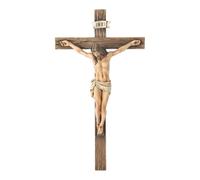 F Fityle Crucifix Mural Croix Sculpture Hôtel Ornement Cour Cadeau Religieux Salon Extérieur Art Mural Suspendu Croix Jésus sur Crucifix