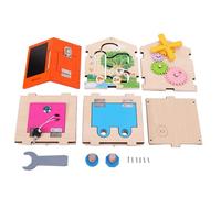 F Fityle Cube d'activités multifonctionnel en bois, piste d'engrenages, planche sensorielle, jouet, compétences de vie de base pour la réflexion,