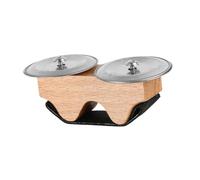 F Fityle Cymbale à doigt avec support en bois, hochet multifonction pour divers percussions du monde, son clair, cymbalette en aluminium compacte