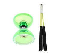 F Fityle Diabolo Professionnel à 3 Roulements avec Bâtons et Cordes, LED Allume Le Balle en Caoutchouc, Les ETS de Coordination des Yeux, Vert