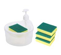 F Fityle Distributeur de Savon à Vaisselle et Porte-éponge Gadgets 2 en 1 Récipient pour Lave-Vaisselle Flacon Pompe à Liquide Compact Polyvalent pour Cuisine, Clair