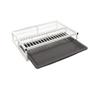 F Fityle Dog Potty Tray Plateau Éducatif pour Chiens Plateau d'Hygiène Intérieur à Tapis Pipi Support Anti-dérapant à Grille et Tiroir Coulissant Adapté pour, Blanc