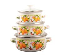 F Fityle en émail avec couvercle, 3 pièces, ustensiles de cuisine à double poignée, design vintage, s à soupe, s de cuisson pour cuisine, Citron