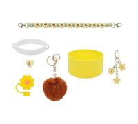 F Fityle Ensemble d'accessoires pour Tasses, Porte-clés, Breloques, Ornement Floral, Porte-clés Fait à la Main, Ensemble de pendentifs pour Tasses, Ensemble de, Jaune