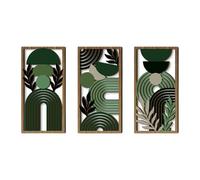 F Fityle Ensemble de 3 panneaux muraux abstraits de bohème, décoration murale géométrique en bois pour armoire