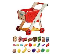 F Fityle Ensemble de Chariot de supermarché pour Enfants, Jouets de Rangement de Bureau, Mini-Caddie de Courses, Jeux de rôle, Rouge