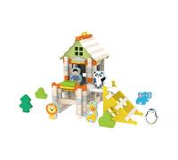 F Fityle Ensemble de construction de maison en bois, jouet d'apprentissage d'ingénierie, ensemble de modèles de construction de capacité pratique, Zoo