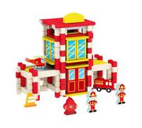 F Fityle Ensemble de construction de maison en bois, jouet d'apprentissage d'ingénierie, ensemble de modèles de construction de capacité pratique, Caserne de Pompiers