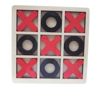 F Fityle Ensemble de jeu Tic TAC Toe en bois, jouet de Table XO, et croix, jeu d'échecs XO pour décoration de Table basse intérieure et extérieure pour, noir rouge