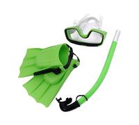 F Fityle Ensemble de plongée en apnée, Tube respiratoire, Lunettes de Natation avec Couvre-Nez, Masque de plongée, Palmes, Tuba pour Sports Aquatiques, Vert Taille UE 35 à 39
