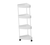 F Fityle Étagère d'angle sur roulettes pour Salle de Bain avec Panier, 4 Niveaux Blancs