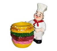 F Fityle Figurine de chef, petite sculpture, seau de rangement, collection créative, ornement de bureau, porte-stylo pour restaurant, bar, étagère, armoire