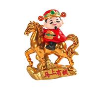 F Fityle Figurine du Dieu de, Cheval Riche, Sculpture Moderne de Collection, Petite Décoration de Bureau pour Fêtes, Bureau ou Voiture, Rouge