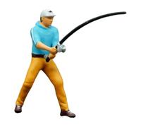 F Fityle Figurine miniature à l'échelle 1/64, modèle de personnage minuscule, simulation réaliste peinte pour accessoires de photographie de micro-, Homme de Pêche Debout
