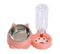 F Fityle Gamelle pour Chat Ensemble Bol Eau Nourriture Bouteille Automatique Réservoir INOX Incliné pour Nettoyage Facile Convient Animal Petit Maison, Rose