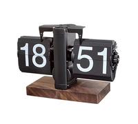 F Fityle Horloge de Bureau Rabattable, Horloge à Rotation Automatique des Pages, Horloge Rabattable rétro, Horloge de Table, Horloge mécanique à Bascule, Tout Noir 24h