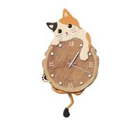 F Fityle Horloge Murale à Pendule décorative en Forme de Chat, élégante, sans, Moderne, Mignonne, silencieuse, avec Queue pivotante, pour la décoration, Style C