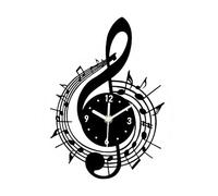 F Fityle Horloge Murale décorative en Forme de Note de Musique, Moderne et Simple, idéale pour Un Restaurant, Un Studio, Une Cuisine, Un Bureau ou Une, 31.6 Cm X 40 Cm