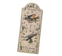 F Fityle Horloge Murale rectangulaire avec thermomètre, Affichage de la température, étanche à l'eau, pour l'intérieur et l'extérieur