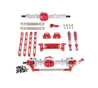 F Fityle Kit d'assemblage avant et arrière de voiture RC, accessoires de bricolage, pièces de rechange en métal, mise à niveau, pour MN82 1/12 RC, Argent Rouge