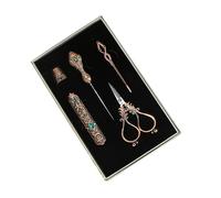 F Fityle Kit de Ciseaux de Broderie, Kit de Couture Complet, Ensemble de Ciseaux de Couture de Vintage européen, Ciseaux de Tailleur pour Bricolage, Bronze Rouge