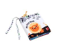 F Fityle Livre en tissu pour bébé, livre sensoriel doux, livres pour bébés à contraste élevé, jouets d'apprentissage préscolaire, livre d'activités pour 3 à 6, lion