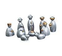 F Fityle Lot de 10 statues de la Naissance de Jésus en résine, figurines décoratives, sculptures, ornements pour bureau, bibliothèque, centres de table, Argent